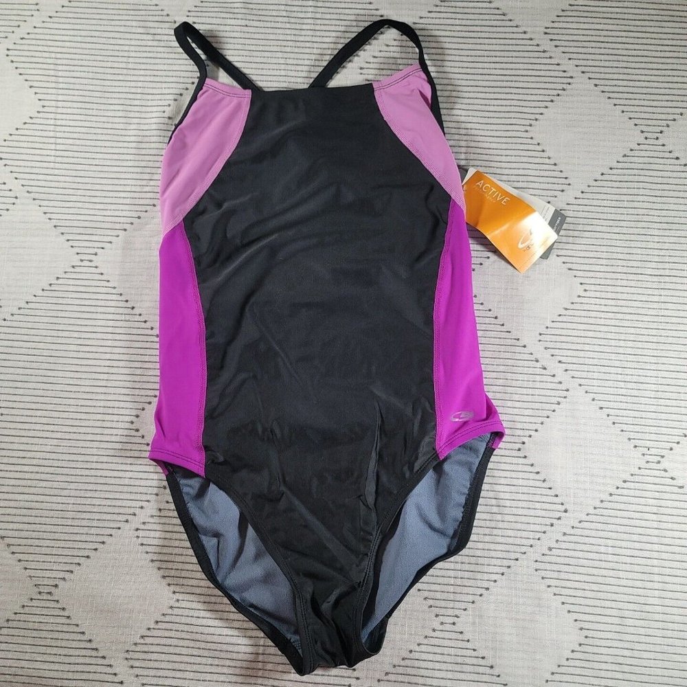 Champion Active Colorblock Black Women's Size 8-10 Medium Swimsuit NWT